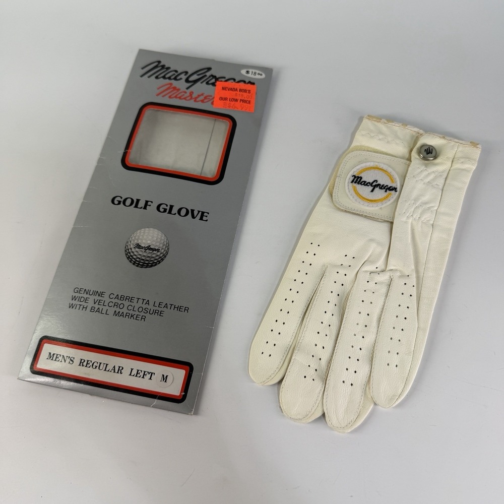 Vintage Macgregor Master Left Hand Leather Golf Glove Snap Ball Marker Strap